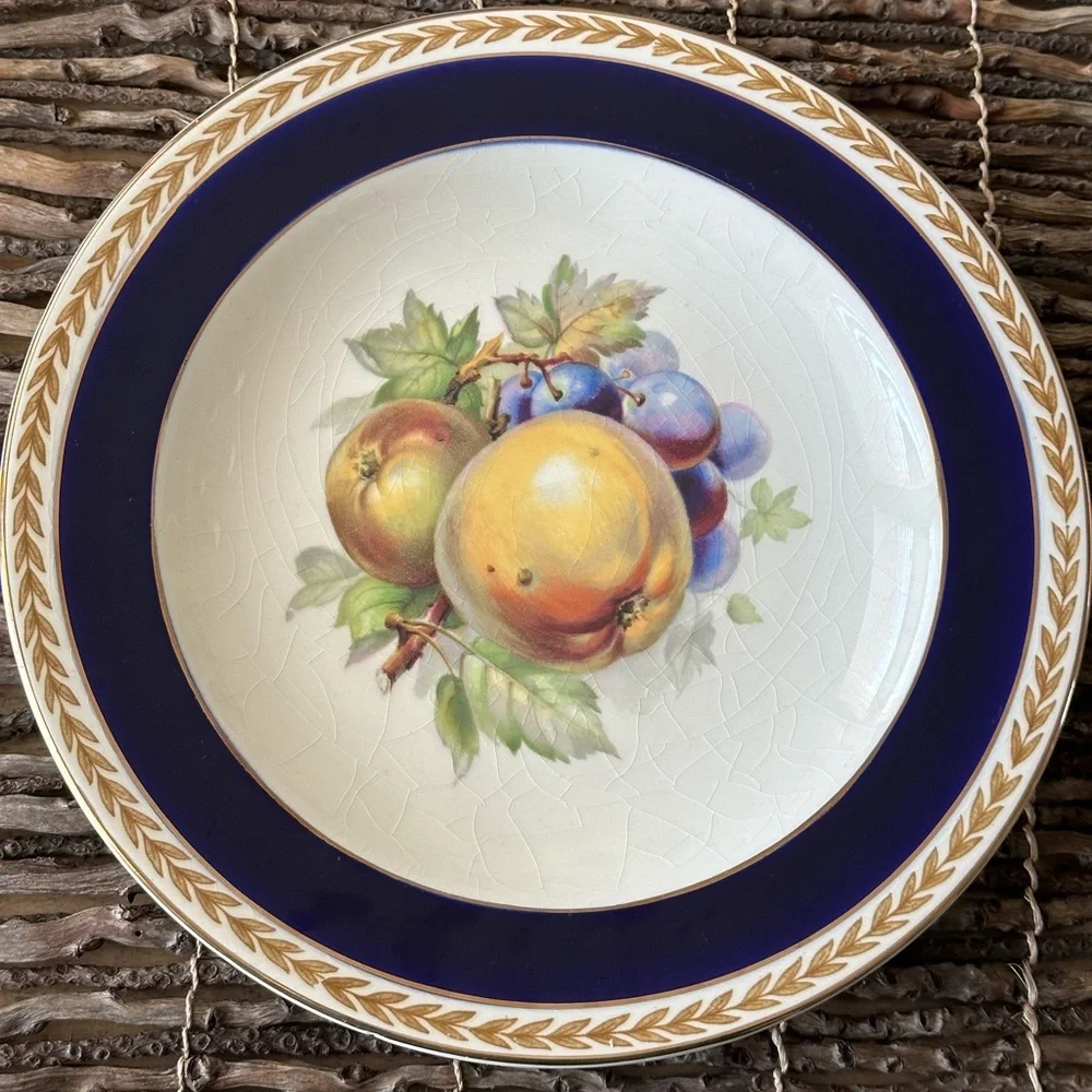 Vintage AGR Crown Ducal Porcelain Fruit Hand Painted Plate Made in England